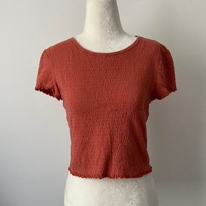 American Eagle Orange Lettuce Trim Crop Top